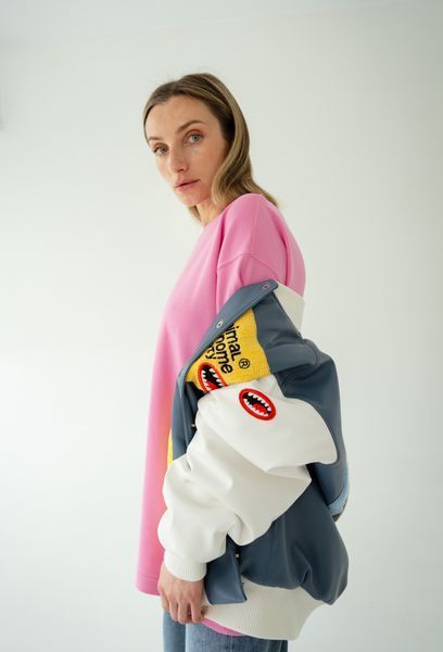 Women's bomber jacket with hand embroidery, S