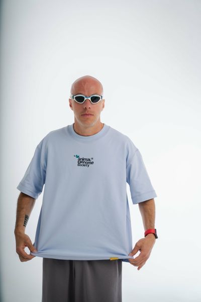 Padel Rebellion Tee, Soft Blue Oversized Unisex T-Shirt, XS