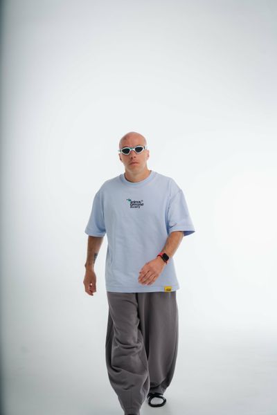Padel Rebellion Tee, Soft Blue Oversized Unisex T-Shirt, XS