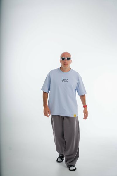 Padel Rebellion Tee, Soft Blue Oversized Unisex T-Shirt, XS