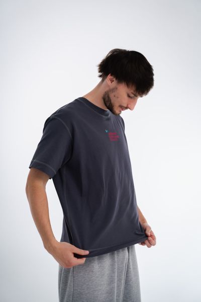 OUT, Grey Oversized Unisex T-Shirt, XS