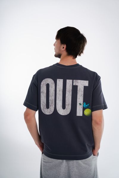 OUT, Grey Oversized Unisex T-Shirt, XS