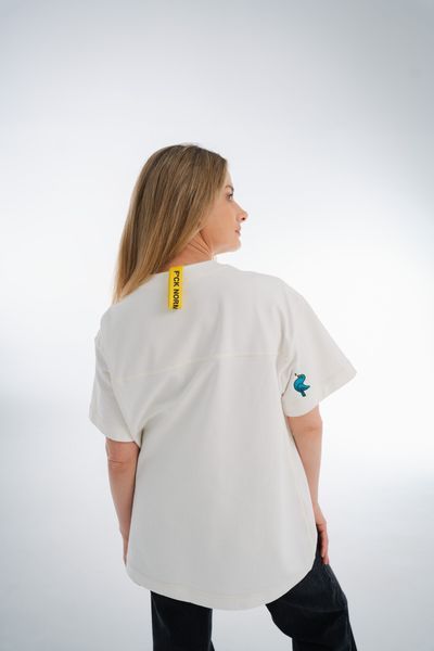 Holy Tennis Basic, Milk White Oversized T-Shirt, XS